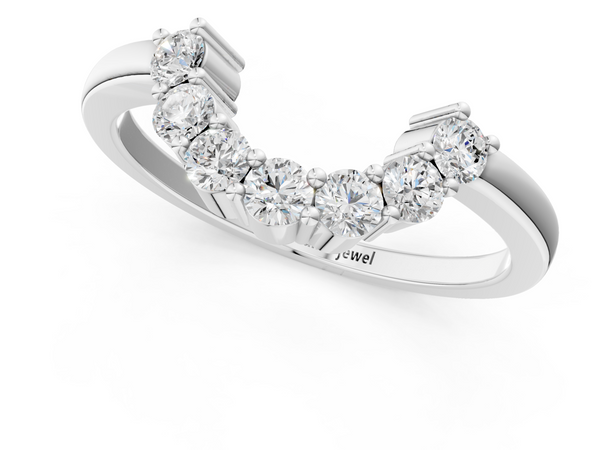 Platinum Curved Round Diamond Pave Band with Prong Setting
