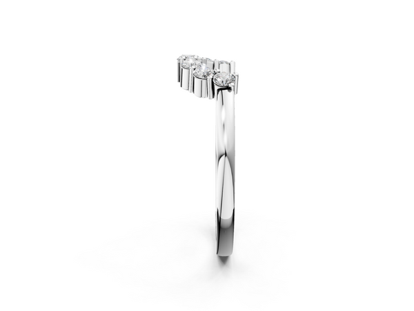 Platinum Curved Round Diamond Pave Band with Prong Setting