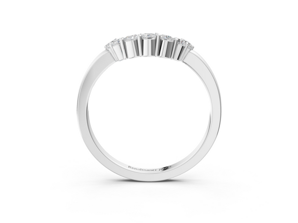 Platinum Curved Round Diamond Pave Band with Prong Setting