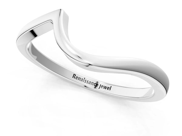 Platinum Curved Solitaire Band with Round Stone Setting