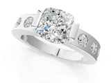 White gold Cushion Brilliant Channel-Set Diamond Ring with Bezel Prong Setting_19