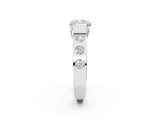 White gold Cushion Brilliant Channel-Set Diamond Ring with Bezel Prong Setting_8