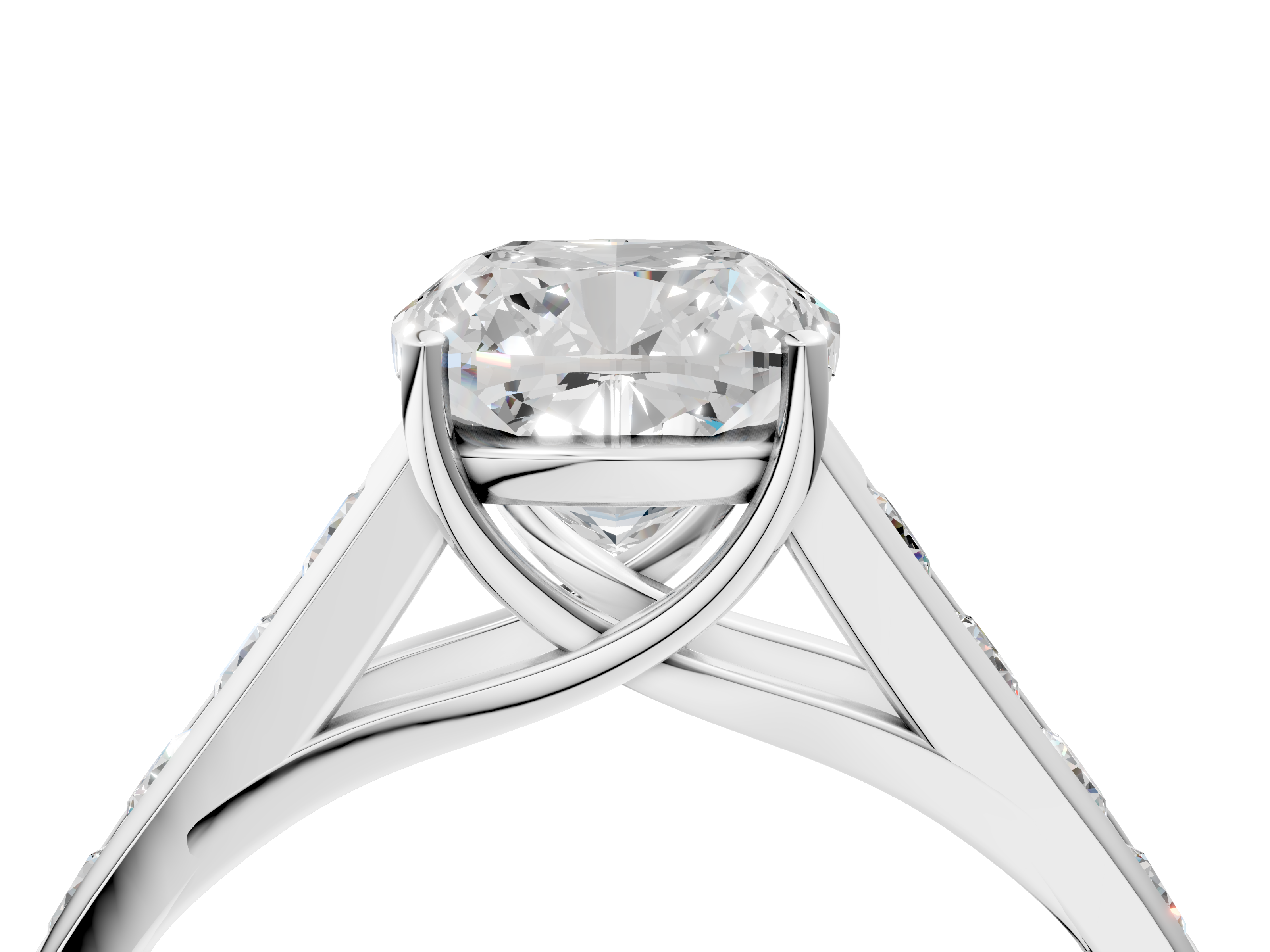 White gold Cushion Brilliant Channel-Set Solitaire Ring with Four-Prong Setting_41