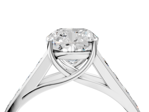 White gold Cushion Brilliant Channel-Set Solitaire Ring with Four-Prong Setting_41