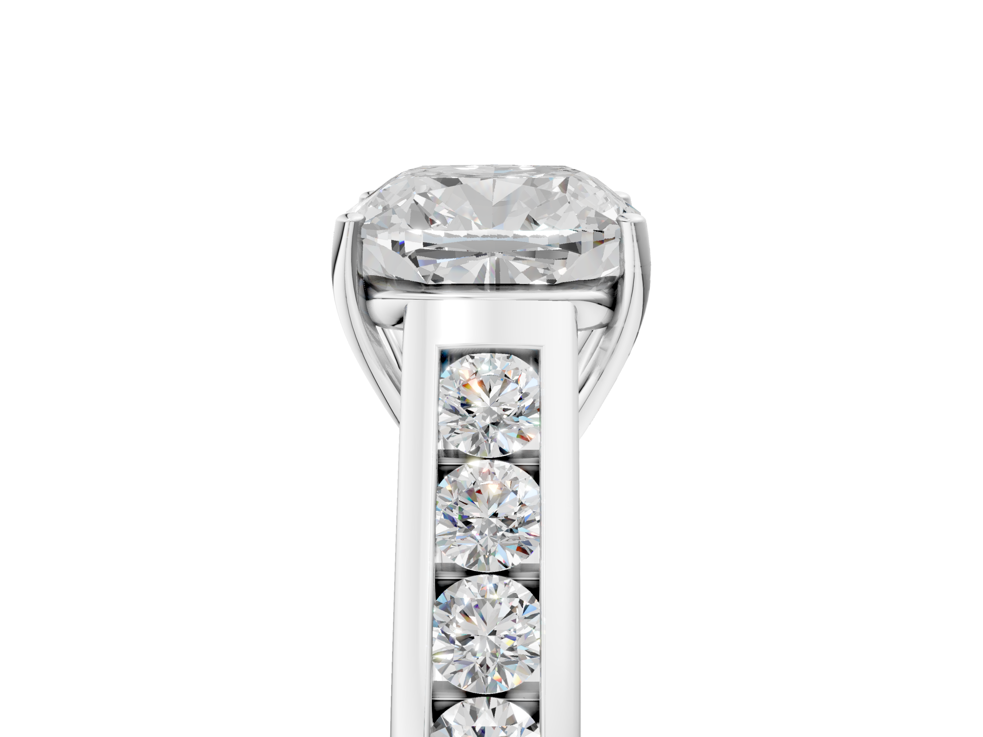 White gold Cushion Brilliant Channel-Set Solitaire Ring with Four-Prong Setting_42