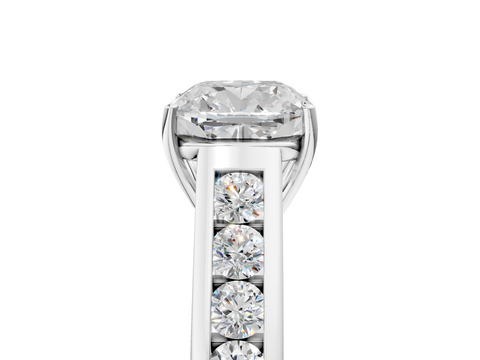 White gold Cushion Brilliant Channel-Set Solitaire Ring with Four-Prong Setting_42