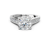 White gold Cushion Brilliant Cut Diamond Engagement Ring with Pavé Band and Four-Prong Setting_81