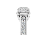 White gold Cushion Brilliant Cut Diamond Engagement Ring with Pavé Band and Four-Prong Setting_86