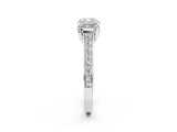 White gold Cushion Brilliant Cut Diamond Engagement Ring with Pavé Band and Four-Prong Setting_86