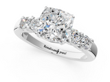 White gold Cushion Brilliant Cut Diamond Five-Stone Prong Set Engagement Ring with Channel Band_22