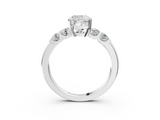 White gold Cushion Brilliant Cut Diamond Five-Stone Prong Set Engagement Ring with Channel Band_24