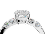 White gold Cushion Brilliant Cut Diamond Five-Stone Prong Set Engagement Ring with Channel Band_25