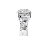 White gold Cushion Brilliant Cut Diamond Five-Stone Prong Set Engagement Ring with Channel Band_26