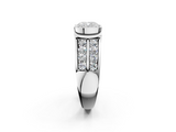 White gold Cushion Brilliant Diamond Channel Set Wide Band Ring with Bezel Setting_53