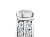 White gold Cushion Brilliant Diamond Channel Set Wide Band Ring with Bezel Setting_56