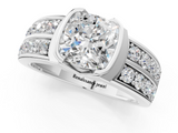 White gold Cushion Brilliant Diamond Channel Set Wide Band Ring with Bezel Setting_61