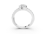 White gold Cushion Brilliant Diamond Channel Set Wide Band Ring with Bezel Setting_63
