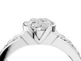 White gold Cushion Brilliant Diamond Channel Set Wide Band Ring with Bezel Setting_64