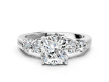 White gold Cushion Brilliant Diamond Five-Stone Engagement Ring with Prong Setting on a Classic Band_39