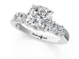 White gold Cushion Brilliant Diamond Five-Stone Engagement Ring with Prong Setting on a Classic Band_40