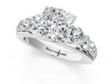 White gold Cushion Brilliant Diamond Pavé Band with Six-Prong Setting_12