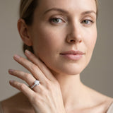 White gold Cushion Brilliant Diamond Pavé Band with Six-Prong Setting_4