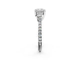 White gold Cushion Brilliant Diamond Solitaire with Pavé Band and Four-Prong Setting 2