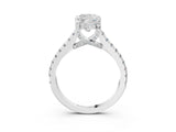 White gold Cushion Brilliant Diamond Solitaire with Pavé Band and Four-Prong Setting 3
