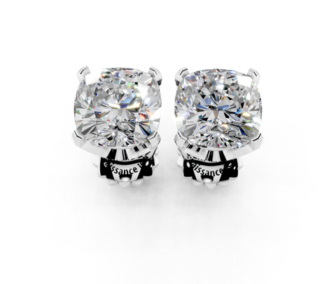 14K White Gold 2.07 Carat D VS2 Cushion Brilliant Diamond Stud Earrings