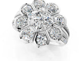 White gold Cushion Brilliant Flower Halo Diamond Split Shank Ring_88