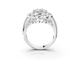 White gold Cushion Brilliant Flower Halo Diamond Split Shank Ring_95