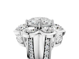 White gold Cushion Brilliant Flower Halo Diamond Split Shank Ring_97