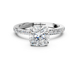 White gold Cushion Brilliant Pavé Band Solitaire with Four-Prong Setting_60