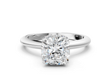 White gold Cushion Brilliant Solitaire Engagement Ring with Six-Prong Setting and Classic Band_20