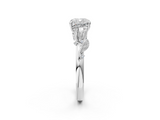 White gold Cushion Brilliant Solitaire with Leaf Motif Band and Four-Prong Setting_68
