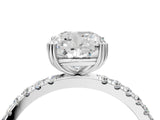 White gold Cushion Brilliant Solitaire with Pavé Band and Claw Prong Setting_11