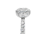 White gold Cushion Brilliant Solitaire with Pavé Band and Claw Prong Setting_12