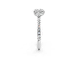 White gold Cushion Brilliant Solitaire with Pavé Band and Claw Prong Setting_9