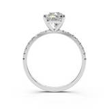 White gold Cushion Brilliant Solitaire with Pavé Band and Four-Prong Setting_9