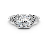 White gold Cushion Brilliant Solitaire with Pave Band and Four-Prong Setting_20