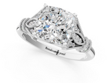 White gold Cushion Brilliant Solitaire with Pave Band and Four-Prong Setting_21