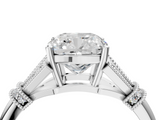 White gold Cushion Brilliant Solitaire with Pave Band and Four-Prong Setting_24