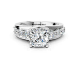 White gold Cushion Brilliant Solitaire with Side Stones on a Pave Band and Four-Prong Setting_26