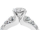 White gold Cushion Brilliant Solitaire with Side Stones on a Pave Band and Four-Prong Setting_30