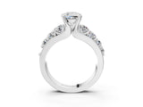 White gold Cushion Brilliant Solitaire with Side Stones on a Pave Band and Four-Prong Setting_95