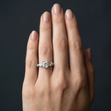 White gold Cushion Brilliant Trilogy Channel Set Diamond Ring with Bar Prongs_6