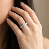White gold Cushion Brilliant Trilogy Channel Set Diamond Ring with Bar Prongs_8
