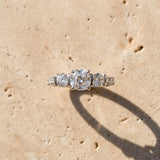 White gold Cushion Brilliant Trilogy Channel Set Diamond Ring with Bar Prongs_9
