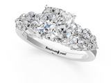 White gold Cushion Cluster Diamond Engagement Ring with Pavé Band and Four-Prong Setting_60