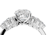 White gold Cushion Cluster Diamond Engagement Ring with Pavé Band and Four-Prong Setting_63